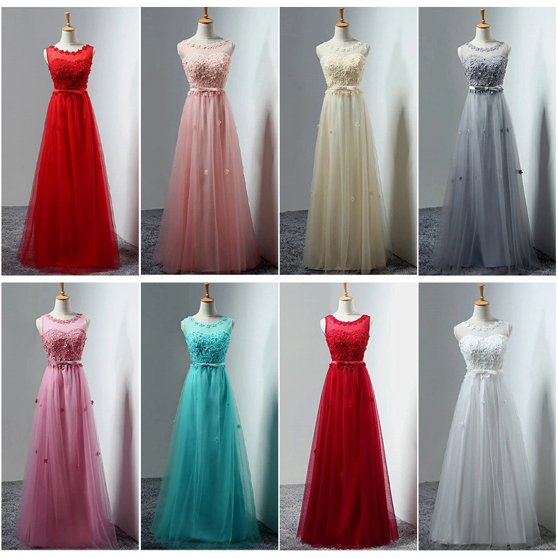 Amazon Sleeveless Bridesmaid Dresses New Fashion Banquet Host Slim Toasting Long Graduation Dresses Foreign Trade Supply