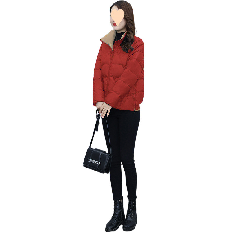 Short velvet keep warm fashionable light and thin down jacket