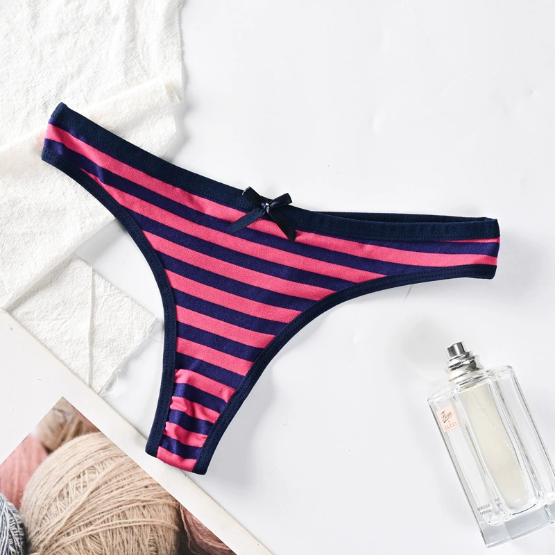 T‑стринги из хлопка, полосатые радужные, женские T‑pants, размеры S–XL (31–37 см)