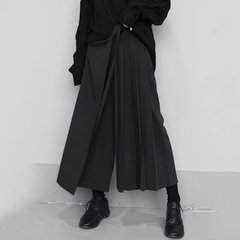 山本耀司黑武士裤子男春秋款设计感裙裤直筒阔腿剑道裤新中式男装