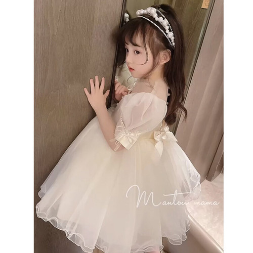 Princess Dress for Girls, Summer Puffy Skirt, Birthday Gown, High-End Kids' Summer Wear, Elegant Performance Outfit