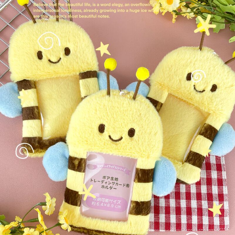 Cute Bee Card Holder Stuffed Bee Card Holder Meal Card Star Chasing Card Campus Card Photo Display Pendant Protective Cover