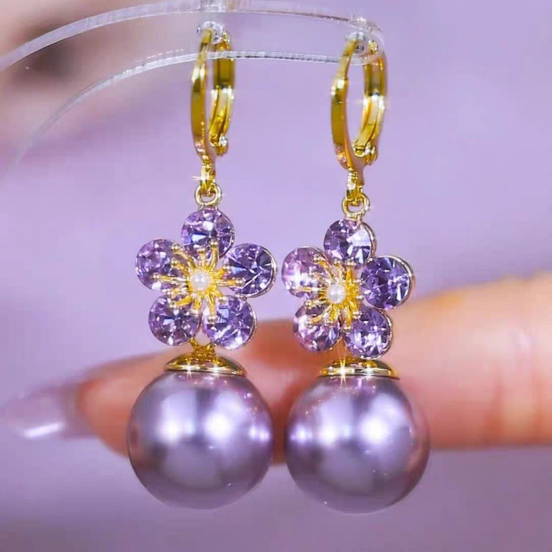 fashionable elegant universal earrings with zircon from pearl