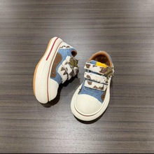 软皮大头鞋女2025秋季新款底帆卡通厚布鞋女休闲板鞋魔术贴小白鞋