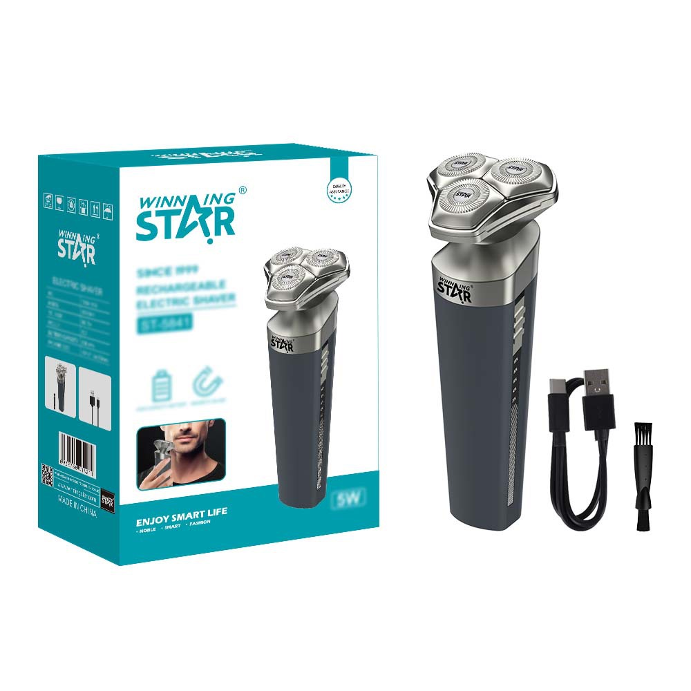 WinningStar Cross-border hogar IPX6 impermeable para hombre Type-C portátil de tres cabezas afeitadora eléctrica