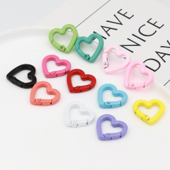 DIY ジュエリーアクセサリーラブペイントカラー亜鉛合金スプリングバックルハート型オープンスプリングリングバッグキーホルダー