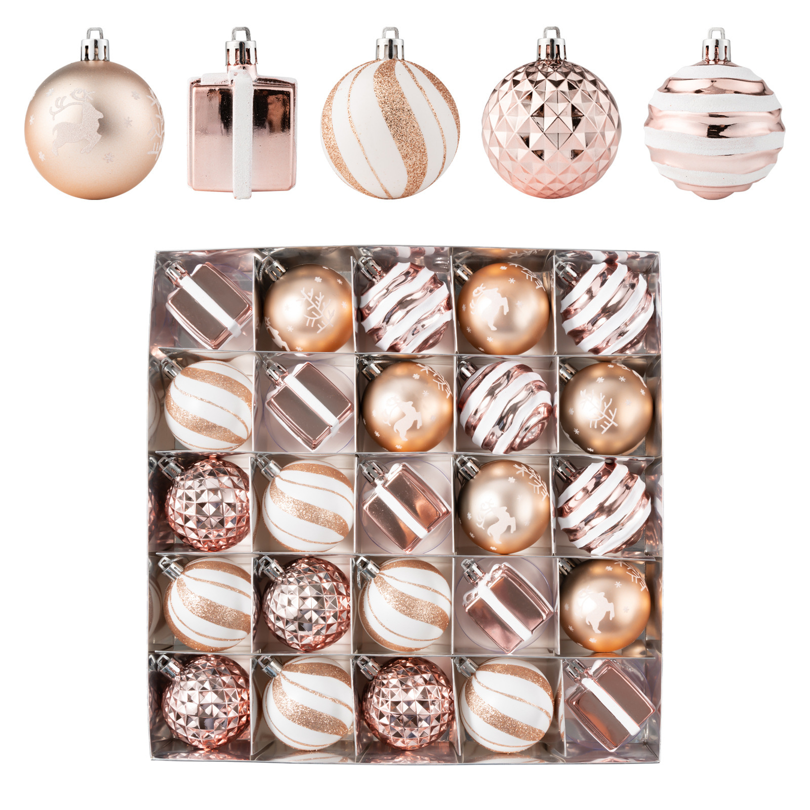 Navidad 25PCS set galvanizado bola de Navidad de plástico colgante de árbol de Navidad bola decorativa