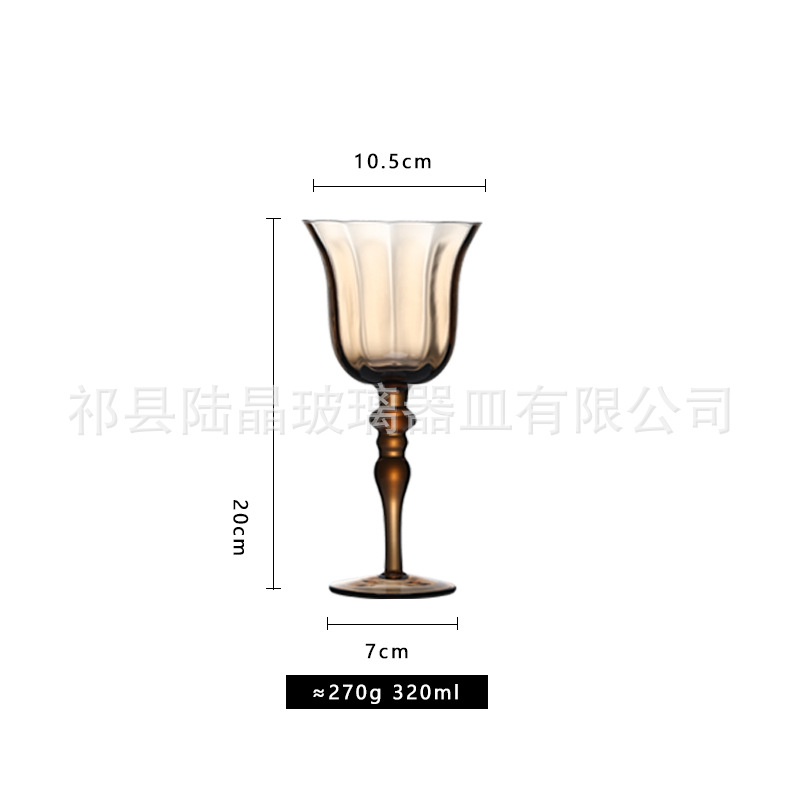 Retro hogar francés color primario vidrio copa de vino columna francesa copa de vino tinto soplado artificial clásico simple copa de vino tinto