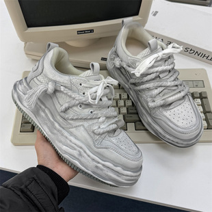 3730 Thick-soled Dad Shoes Dirty Shoes Old Color-polished Men's Shoes Thick-soled Sports All-match Couple's Dissolved Board Shoes for Women