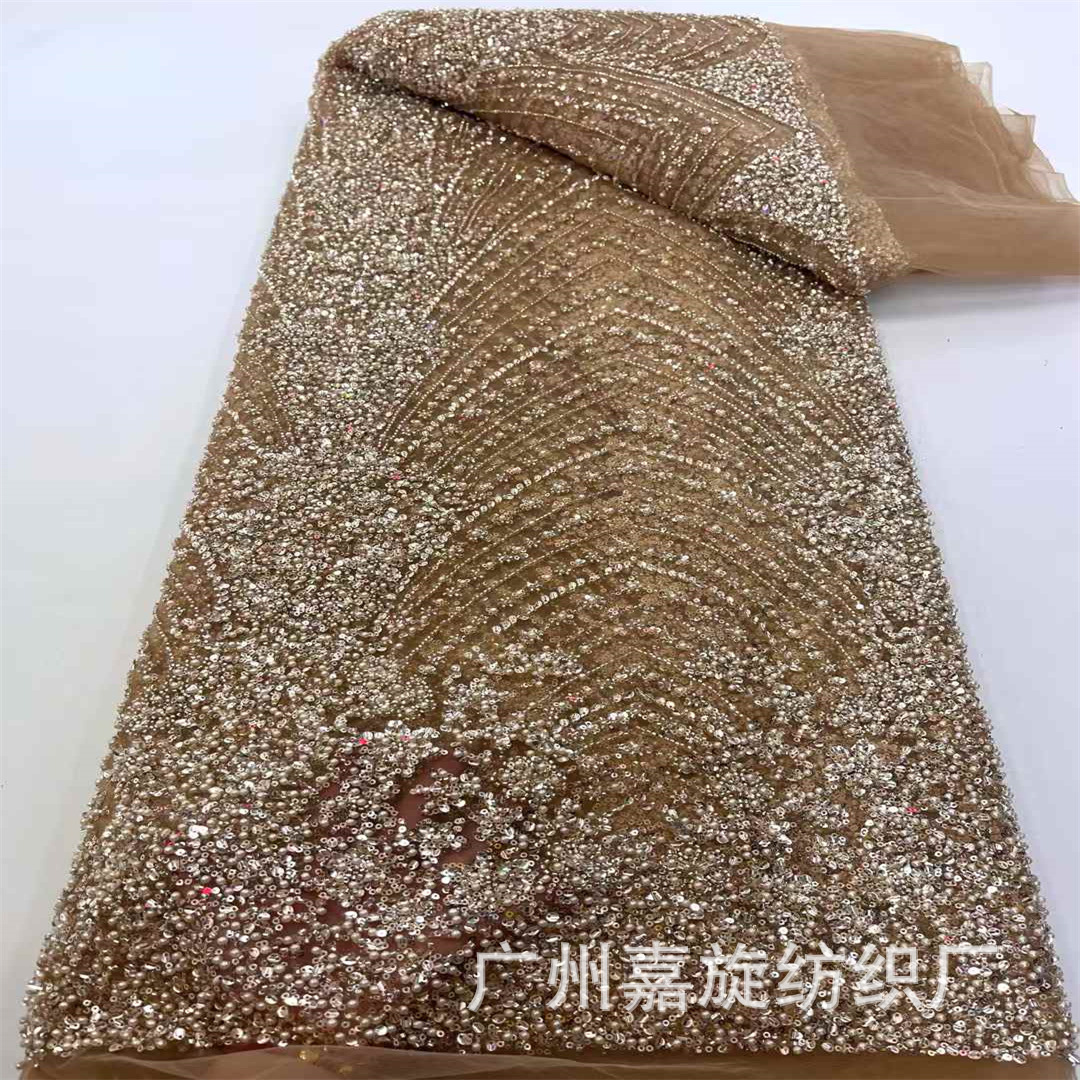 Comercio exterior transfronterizo spot industria pesada cadena de tela con cuentas bordado con cuentas de alta calidad vestido de novia tela de traje image 9