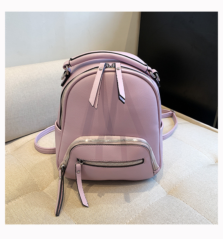 Fashionable And Versatile Solid Color Backpack Women's Urban Minimalist PU Business Backpack_voghion.com