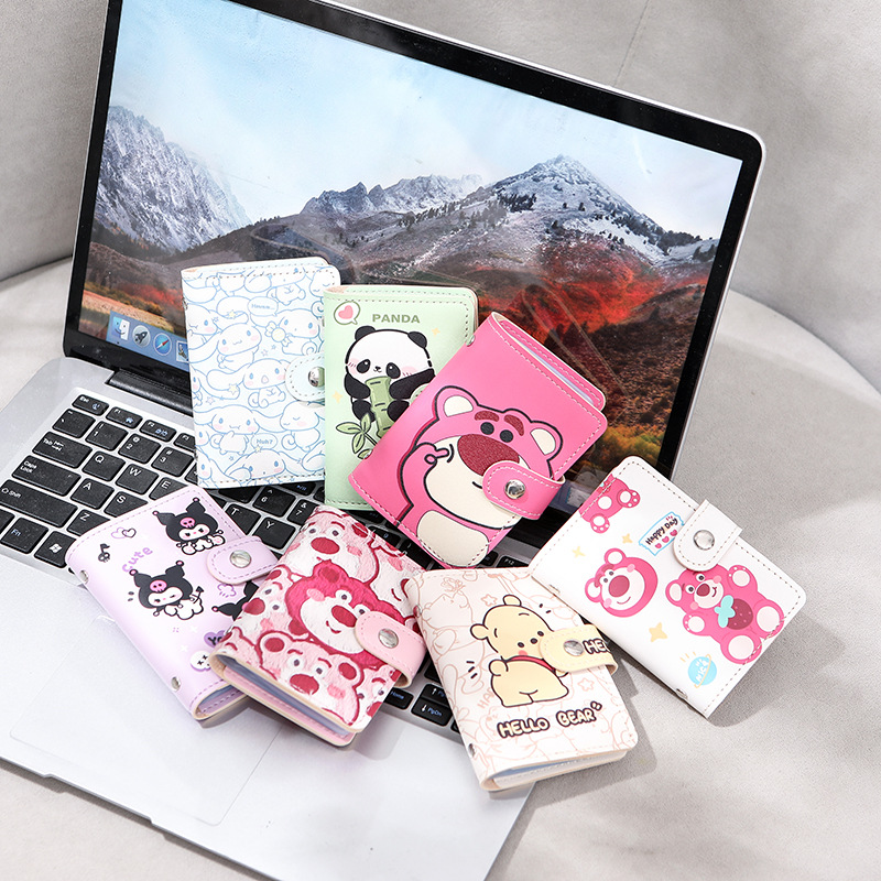 Patrón de dibujos animados personales para mujeres bolsa de tarjetas compacta anti-damagnetizante gran capacidad 20 tarjetas transparentes tarjeta de almacenamiento de tarjetas de tarjetas ultra delgada