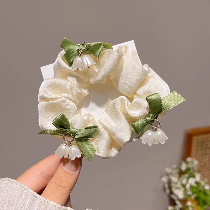 Encaje retro francés, diadema de intestino grueso, mujer 2025, nuevo estilo, cuerda para el cabello, banda de goma, lazo, dulce cuerda para el cabello, accesorios para el cabello