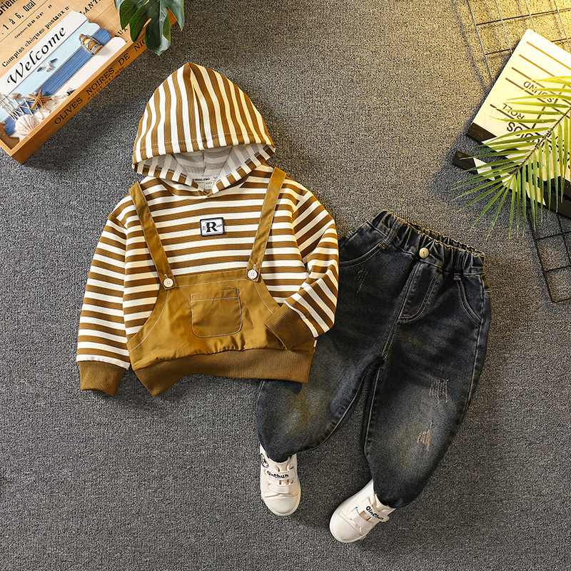 6091 traje de suéter para niños primavera y otoño 2024 nuevo estilo para niños ropa de moda estilo occidental traje de dos piezas de otoño para niños