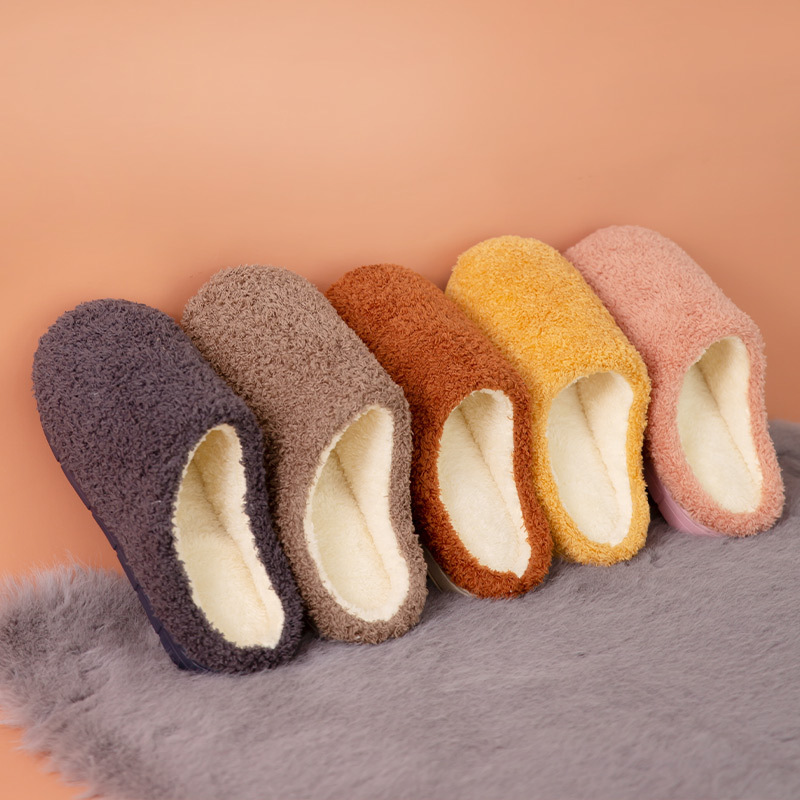 Plush cotton slippers women's winter thick-soled thermal slippers indoor non-slip home woolen slippers home couple floor slippers men