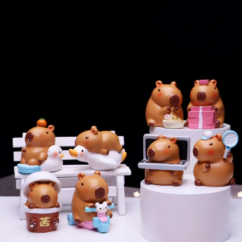 Бокс слепой Kapibala Capybara резиновая фигурака, милая анимационная коллекционная фигурка, случайный 1 шт.