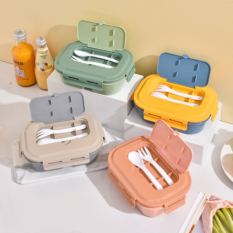 Lonchera de tres compartimentos famosa en Internet, portátil y apta para microondas, ideal para estudiantes y trabajadores de oficina, fresca y elegante.