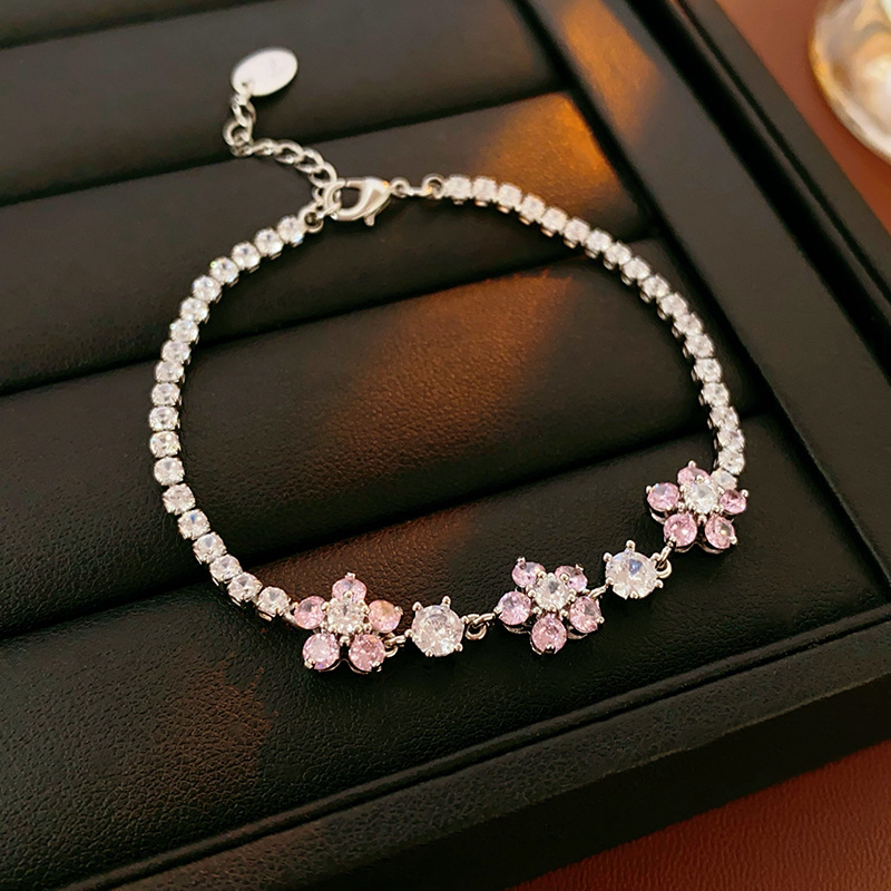 Zirconio brillante pulsera floral minimalista nicho de diseño francés pulsera creativa moda alta sensación de joyería exquisita al por mayor