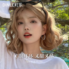 银针复古金色银色高级感精致小素圈大耳环圈圈女简单大方耳圈耳饰