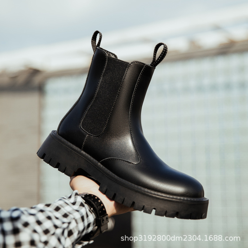 21271 Men's Boots 2026 New Style Martin Boots Men's High-Top British Retro Short Boots Mid-Calf Work Shoes Thick-Soled Leather Boots