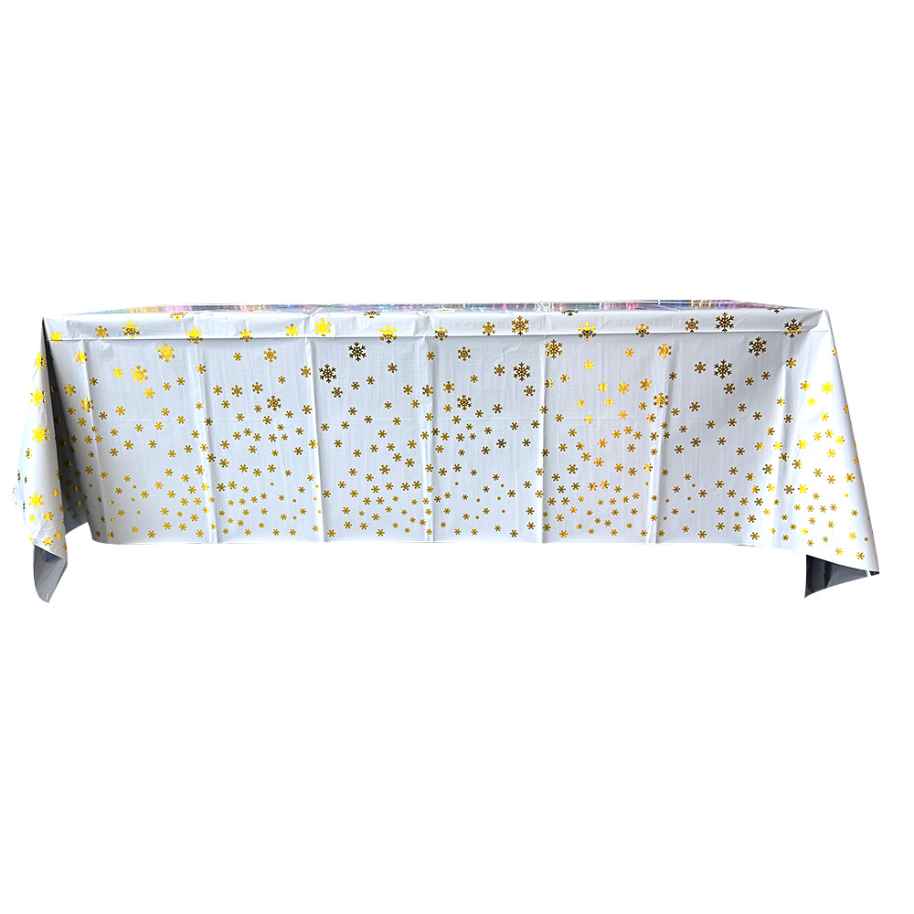 Mantel de fiesta desechable mantel impermeable a prueba de aceite suministros de fiesta de Navidad mantel rectangular mantel de copo de nieve