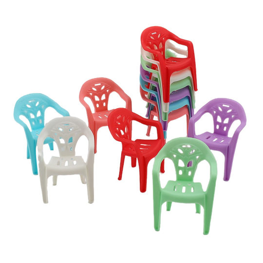 Dollhouse Accessories Wholesale Children's Play House Toys Mini Simulation Model Backrest Chair Stool Dining Table Armchair