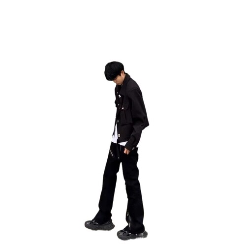 New Arrival American Vibe Pants for Men - Spring and Autumn Streetwear Micro-Relaxed Black Denim Straight Leg Slim Fit Casual Trousers