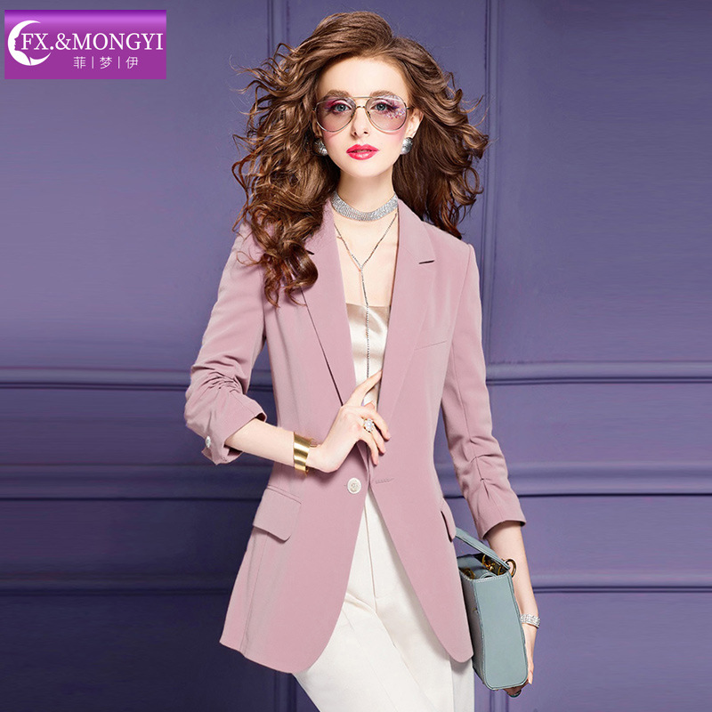 Feimengyi Pink Blazer Women's Autum Design Fashionable Work Clothing Capable Elegant Professional Work Clothes Top