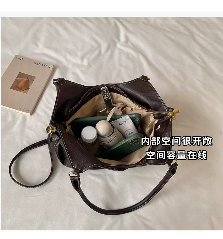 Túi tote đeo vai đeo chéo cỡ lớn phong cách tối giản, túi xách tay kẹp nách — Gạo trắng không có mặt dây chuyền, Màu cà phê Không có mặt dây chuyền, Màu nâu không có mặt dây chuyền, Đen không có mặt dây chuyền chi tiết 10