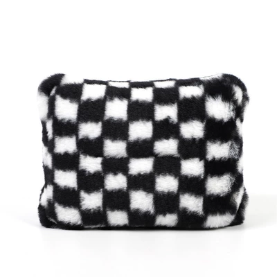 Cushion Plush Quilted Car Comfortable – Seat cushion, seat cover - rabbit-hair-black-and-white-plaid-tissue-box