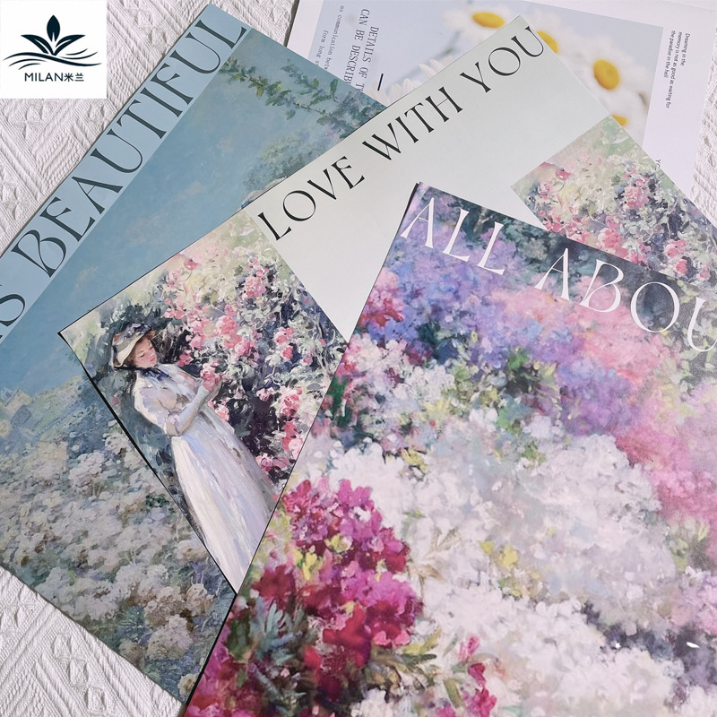 教师节 新品复古油画纸鲜花包装纸韩式花束包花纸材料印花海报纸