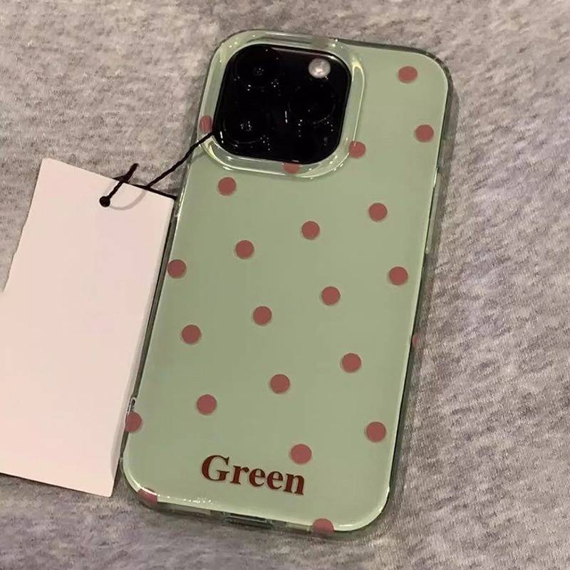 Summer Lime Polka Dot Phone Case Suitable for Apple 17/16Pro Niche Anti-Drop Iphone15/14P Simple Design Summer Lime Polka Dot Phone Case Suitable for Apple 17/16Pro Niche Anti-Drop Iphone15/14P Simple Design