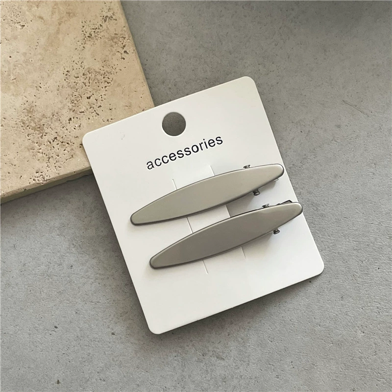 Cold wind metal silver hair clip pair geometric rectangular wave edge duckbill bangs bangs folder new model