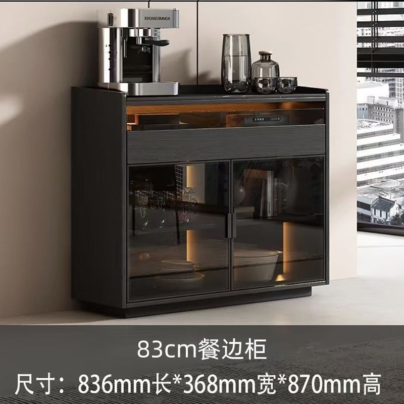 黑色岩板餐边柜客厅家用轻奢简约现代厨房边柜茶水柜2025新款|undefined