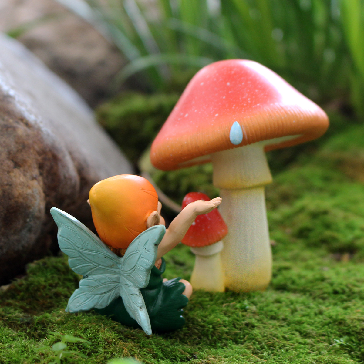 Creative Cute Garden Balcony Lawn Mushroom Doll Set Two Home Decorations Potted Fleshy Decorations Plug-in