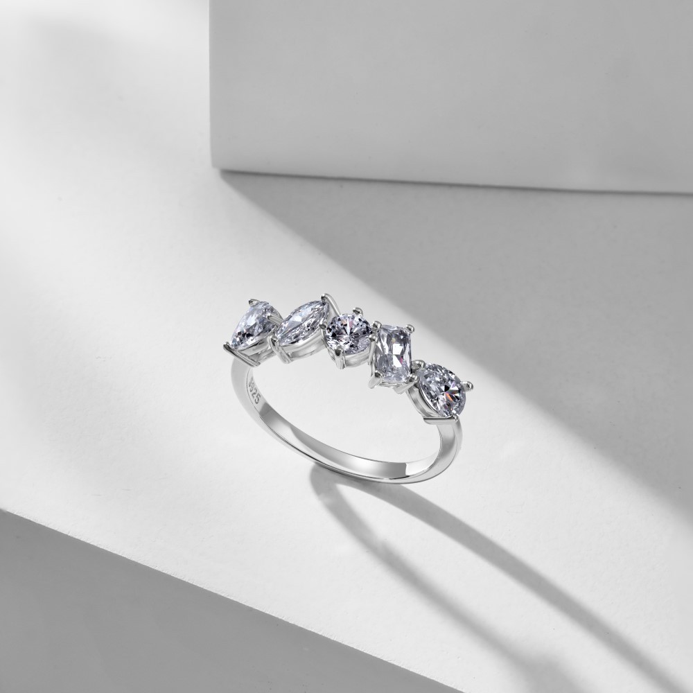 6g Weight Zircon Inlay Material Rings Classification 5, 9, Adjustable Ring Size 1 Piece Quantity Holiday, Daily Occasion 925 Sterling Silver Material Geometric Pattern Women's Gender Plating, Inlay Design Basic, Modern Style, Classic Style Style 925 Sterling Silver Zircon Geometric Rings 14