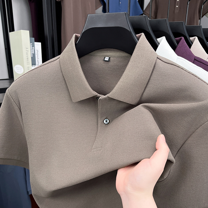100 Cotton T-shirt Men's Short-sleeved Summer Cotton Short-sleeved Men's Polo Shirt Cotton Lapel Short-sleeved T-shirt Men's Clothing