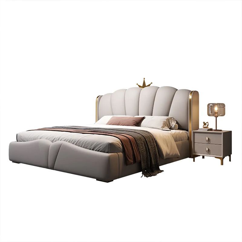 Cama de cuero ligera de lujo italiana doble cama principal cama de dormitorio moderna y simple cama de cuero blanda de arte nórdico cama de almacenamiento