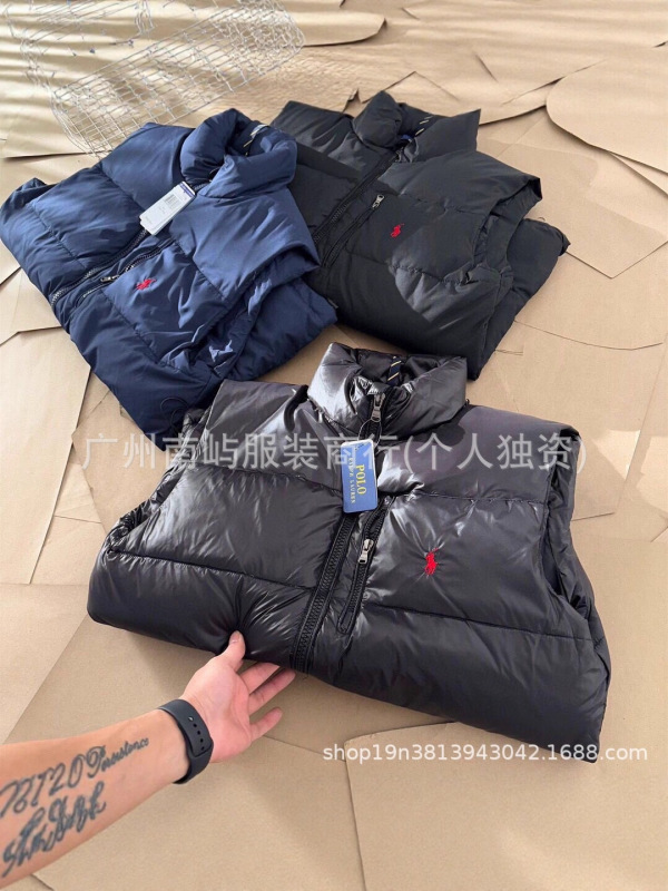 跨境专供爆款货源RL拉夫小马标男女款秋冬美式立领保暖棉衣马甲款|undefined