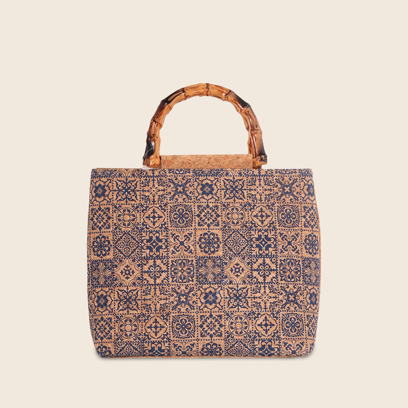 Cross-Border Cork Bamboo Handle Handbag, Ethnic Style, Artistic Retro, Natural Handbag, Eco-Friendly