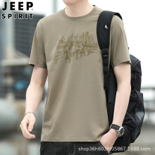 JEEP2024新品男装圆领简洁短袖T恤男夏季宽松透气休闲舒适棉3887
