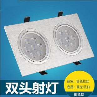 LED Grille Light Double Head Three Head Square Downlight Grid Grape Rack Square Pass Embedded Bucket Light cob Spotlight