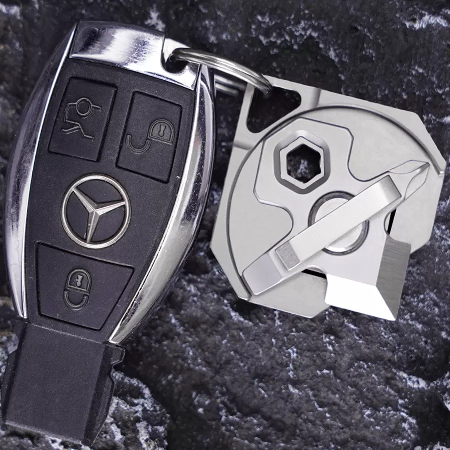 现货钛合金心形钥匙扣多功能4合1开箱美工刀日常小工具随身小刀