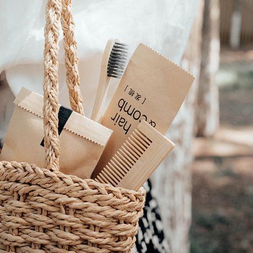 Water Glue Kraft Paper Hotel Bamboo Disposable Toothbrush Toothpaste Wooden Shaver B&B Room Toiletries Set