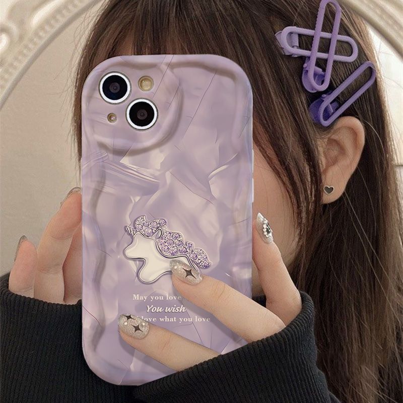 Purple Unicorn Apple 15141312promax phone case iPhone11 all-inclusive xr/xs/x soft 7/8Plus