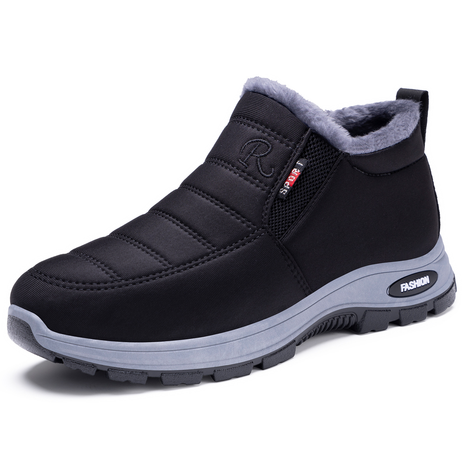 Zapatos de algodón para hombre para invierno, botas para hombre con envío directo transfronterizo, botas de algodón para parejas de talla grande, botas cortas gruesas con forro polar, botas de nieve con suela gruesa.