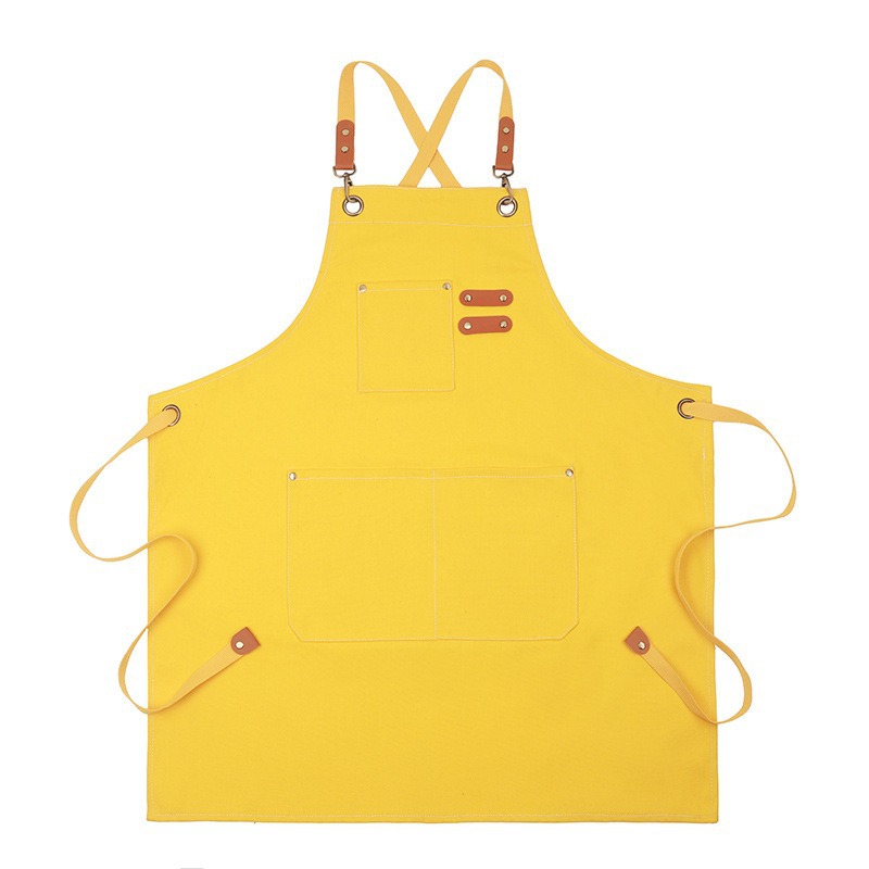 Delantal Mandil de Cintura en Lona de Algodón y Poliéster Impermeable para Cafetería y Restaurante