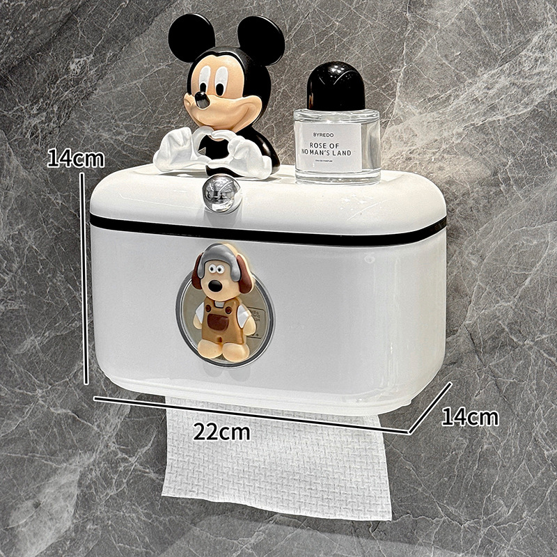Caja de pañuelos para inodoros, caja de papel higiénico impermeable sin perforaciones montada en la pared, caja de dibujo creativa de alto valor para el baño