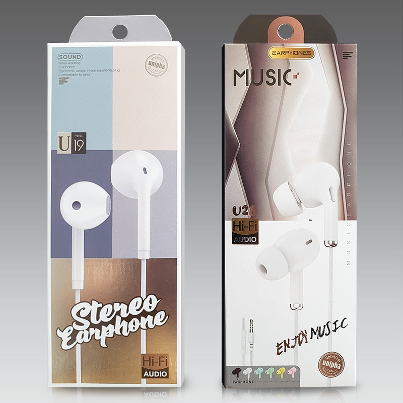 HY-34 High Grade Earphone Packaging Box UV Printing Special Color 350g Thickness Earphone Accessories Headset Color Box Neutral