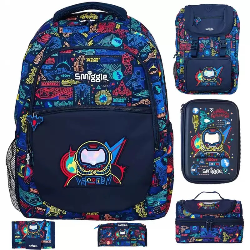 Australia smiggle aviones coloridos dibujos animados mochila de hombro para estudiantes de la escuela primaria paquete de bolsas de comidas bolígrafo nuevo